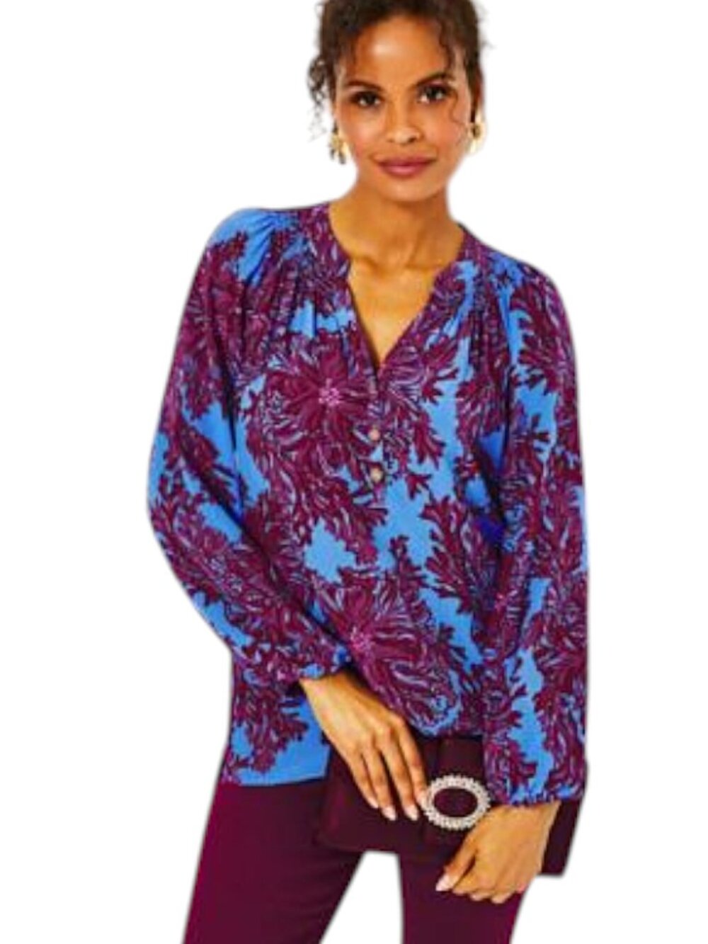 Lilly Pulitzer NWT Elsa XL Silk Blouse Abaco Blue Feel Like a Shellebrity